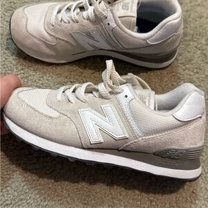 New Balance Beige and White Sneakers